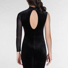 Load image into Gallery viewer, Asymmetrical Velour and Mesh Panelled Catsuit - SA
