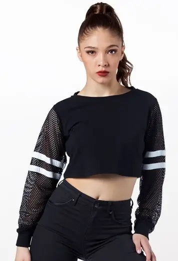 Sporty Long Sleeve Mesh Crop