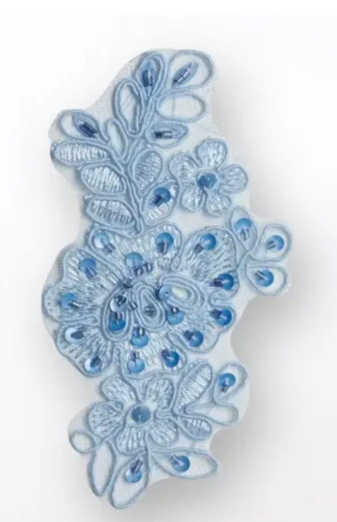 Embroidered Sequins Appliqué - Powder Blue