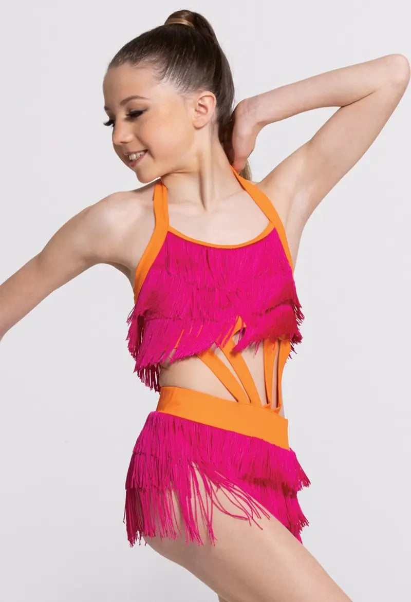 Hot pink & Ember orange fringe - Size IC
