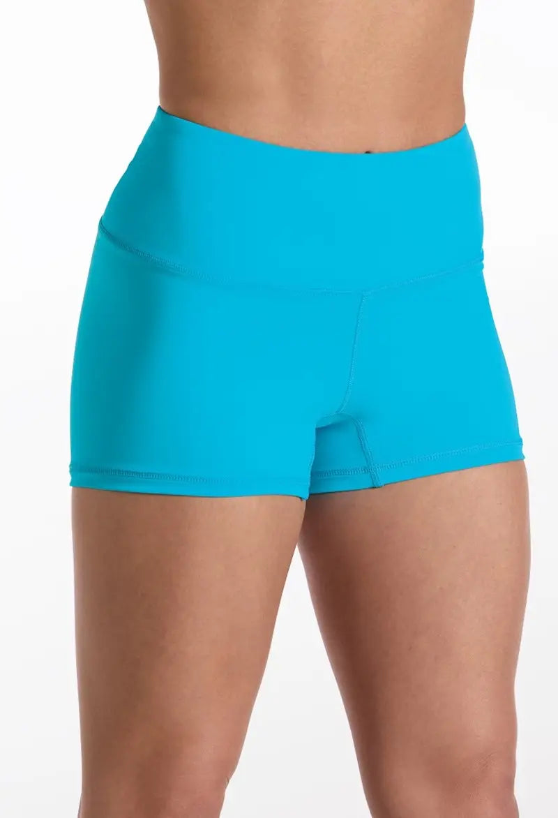Wide Waist Mid Rise Shorts - Turquoise - Size SC,IC.