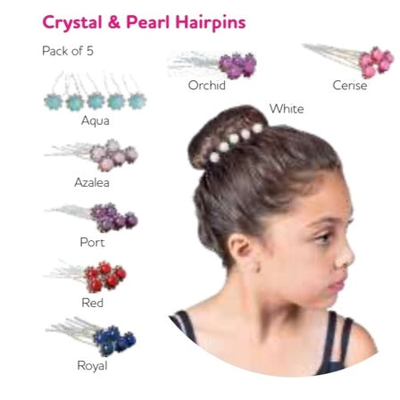 Crystal & pearl hair pins